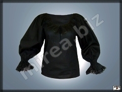 Dámska baroková košeľa čierna - čipkované rukávy