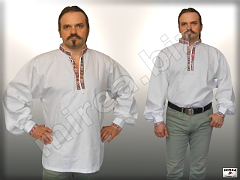 Men's folklore cotton shirt decorated