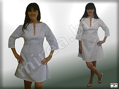 Krátke dámske ľanové šaty so šnurovačkou