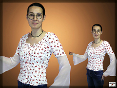 Ladies' blouse with muslin sleeves