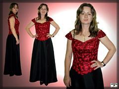 Dámske spoločenské šaty: korzet z čipky, sukňa