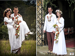 Men's and women's linen wedding dress