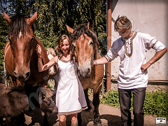 Men's and women's linen wedding dress