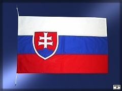 Slovenská vlajka bavlnená, uchytenie šnúra s karabínkami SR bavlnená, karabínky